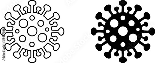Stylized virus illustration black and white microbe germ