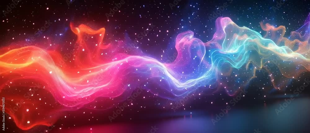 Illustration Abstraite de Lignes Néon Fluides et Lumineuses sur Fond Sombre