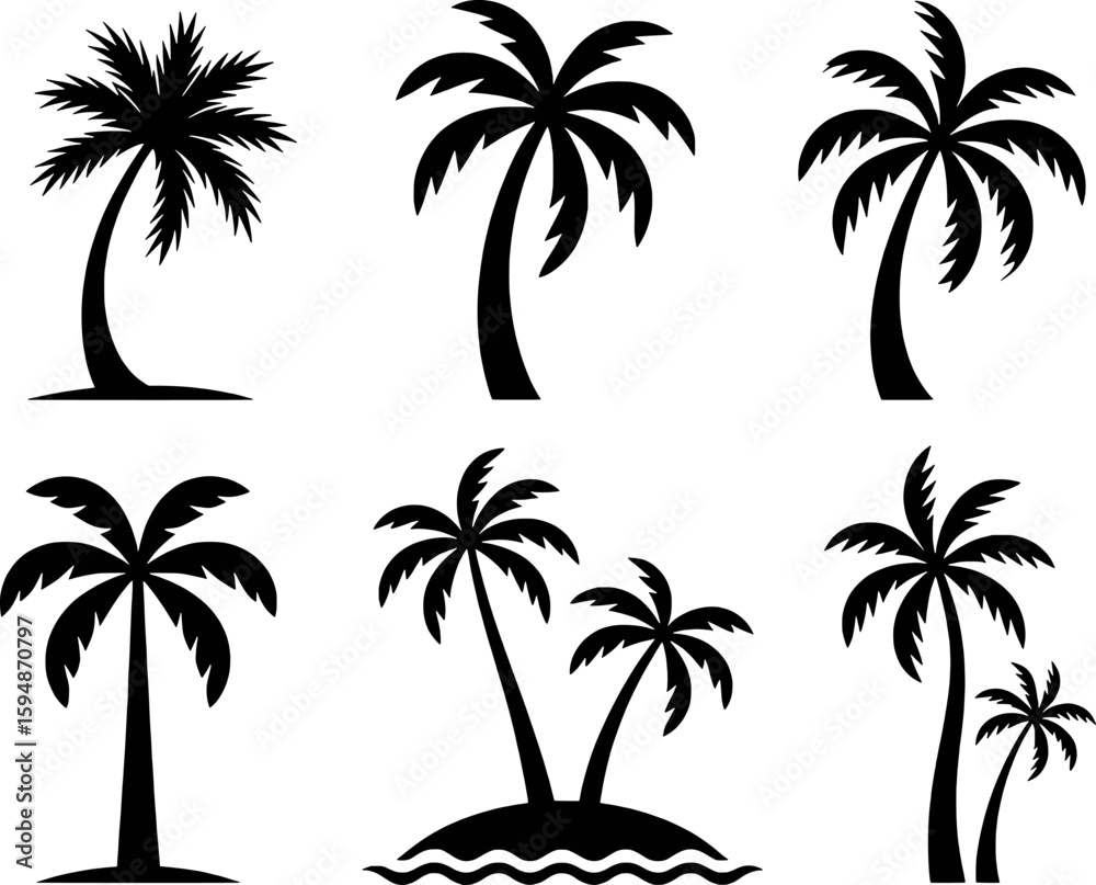 Fototapeta premium Tropical palm trees on island and sand beach