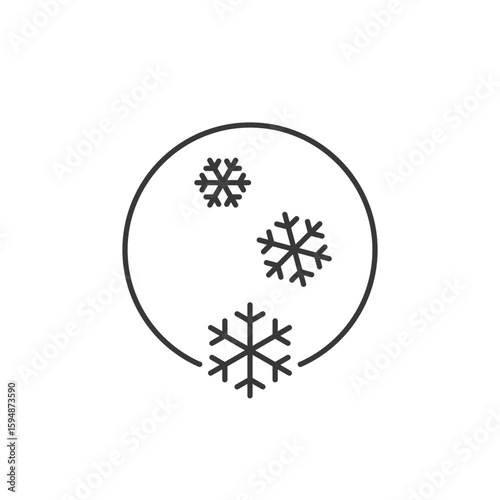 Snowflake HVAC icon with three crystal forms in a ring; signifies cooling precision, seasonal chill settings, and efficient indoor climate stabilization systems