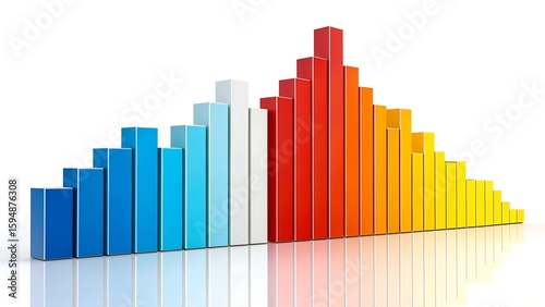 colorful 3d bar chart with data visualization and analytics concept
