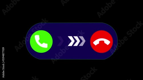 Incoming call icon animation video ,and black background 
