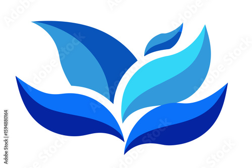 Blue leaf vector icon illustrating an abstract nature symbol design