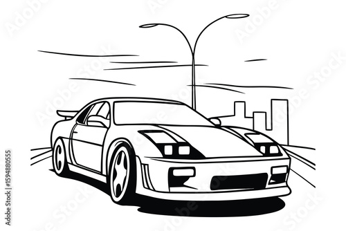 Luxury sports car on the road, a powerful and fast vehicle with sleek design, embodying modern automotive excellence