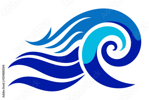 Abstract blue swirl: A dynamic vector illustration featuring a graceful, watery spiral pattern, perfect for a modern design concept or a serene ocean-themed backdrop