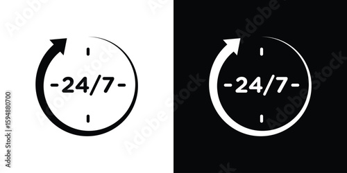24 7 icon illustration in flat style. icon template color editable.