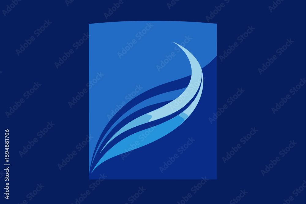 Obraz premium Abstract blue wave design featuring a dynamic symbol of water and nature for business illustrations