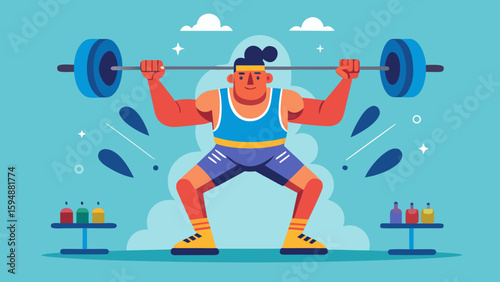 Fit athlete lifting weights in a stylized gym setting