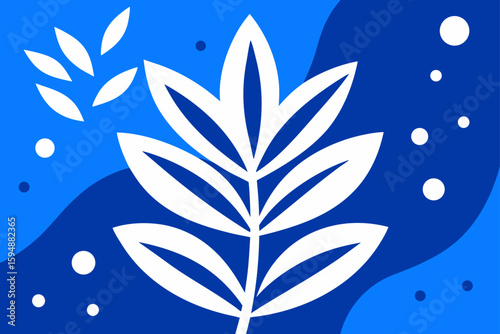 Blue leaves with water drops form a seamless vector pattern, illustrating a natural floral design