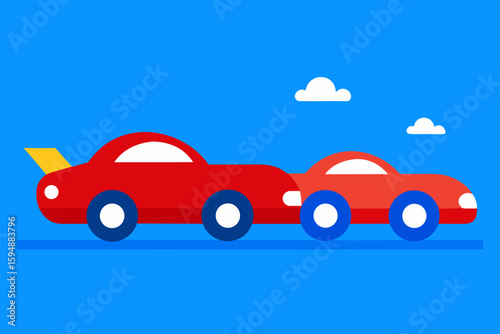 red car with blue background