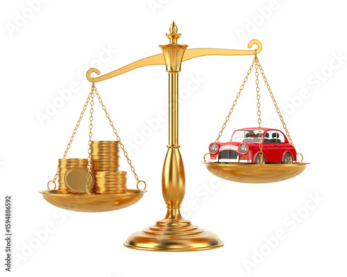 Car and money on scale on w...