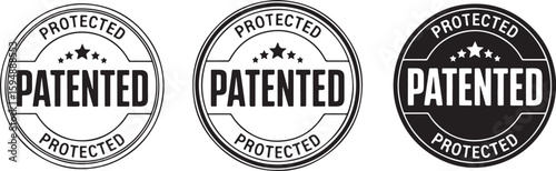 Patented protected circular emblems stamp seal, patented, protected, emblem, stamp, seal, circular, graphic, design, trademark, intellectual property, legal, official, certification, endorsement, appr