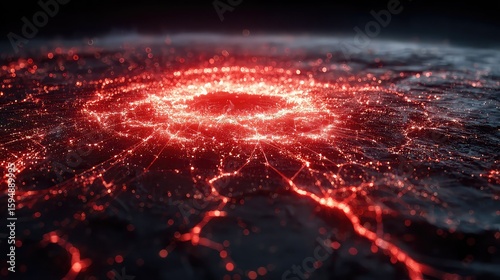 Holographic network map glows red at breach node, representing live cyber attack scenario in progress.