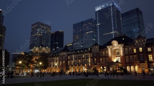 July 12, 2025. Chiyoda-ku, Tokyo, Japan. Fantastic Tokyo Station Marunouchi Station Square at night
