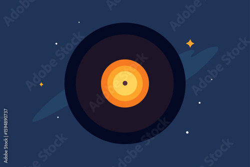 Retro black vinyl record with a blank label for music, sound, or party designs