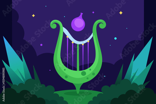 A cartoon illustration of a fairy tale princess gazing at a magical castle under a starry night sky with a crescent moon