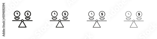 Time and money compare scale icon symbols collection. Vector EPS 10