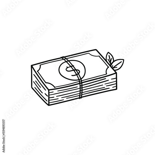 Illustration of a bunch of money leaves represent investment