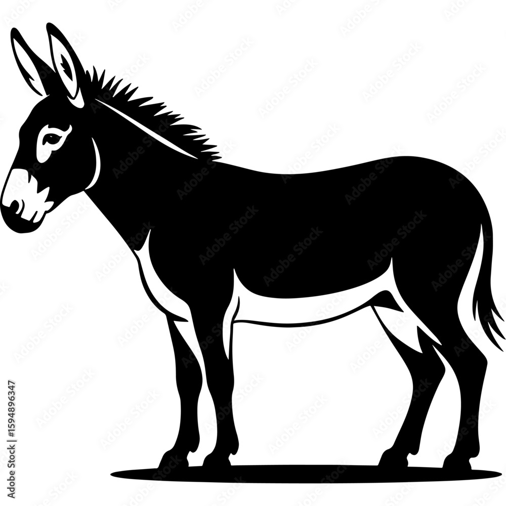 Fototapeta premium Donkey silhouette design isolated on white background