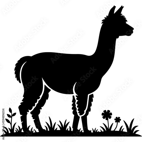 Alpaca silhouette design isolated on white background