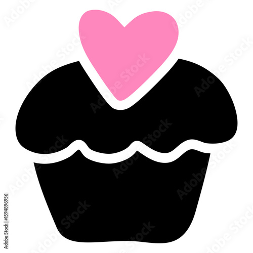 Logo cupcake. Icono magdalena con corazón