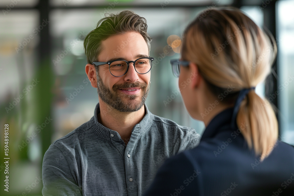 Fototapeta premium Friendly Conversation Between Business Professionals
