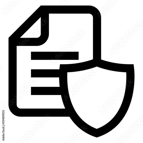 Icono documento con líneas y escudo 