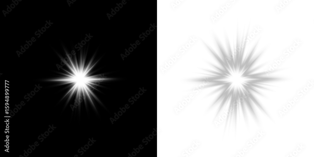 Fototapeta premium Shiny Star Light Flare PNG, White Glow Sparkle Effect for Magic Design Elements