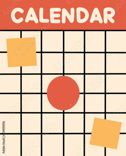 Payday & Bills Calendar.Calendar with payday marked and sticky notes for bill reminders, helping plan ahead.