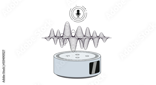 Capturing the essence of artificial intelligence and digital voice assistants processing sound waves for enhanced human-computer interaction technologies