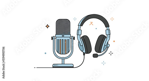 Recording studio equipment for podcasting and broadcasting live audio production and content creation