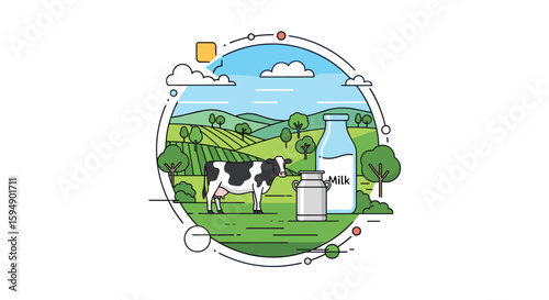 Sustainable dairy farming practices ensuring wholesome milk production from healthy cows in green pastures
