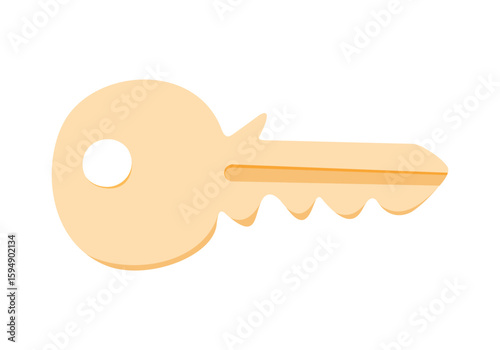 Yellow lock key. Vector illustration.