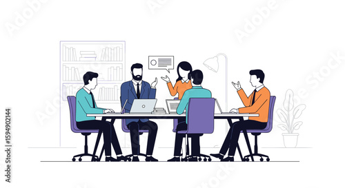 Business meeting discussion and collaboration in a modern office environment among diverse professionals