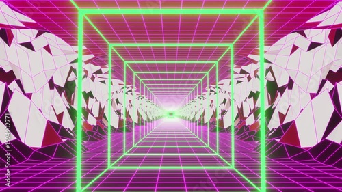 Mountain with led green square VJ loop
