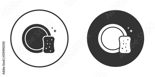 Washing dishes icon vector solid icon style illustration. EPS 10 file