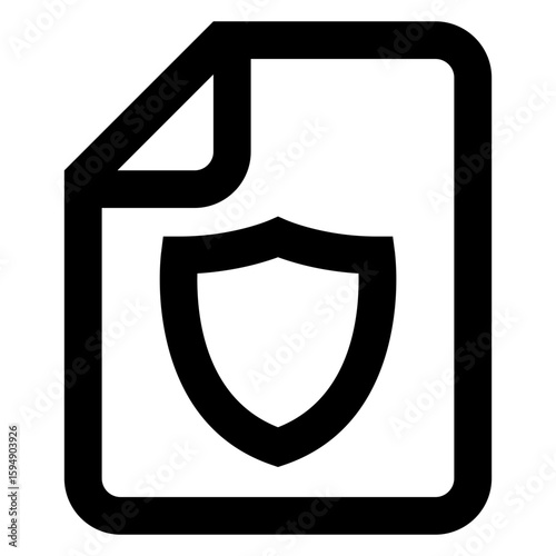 Icono documento con líneas y escudo 
