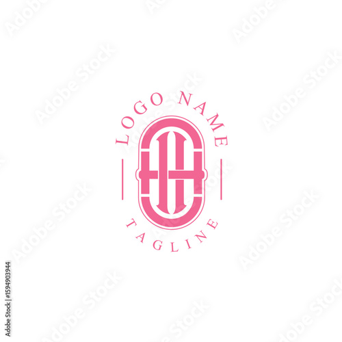 Modern Pink Monogram Logo with Elegant H Letter Design