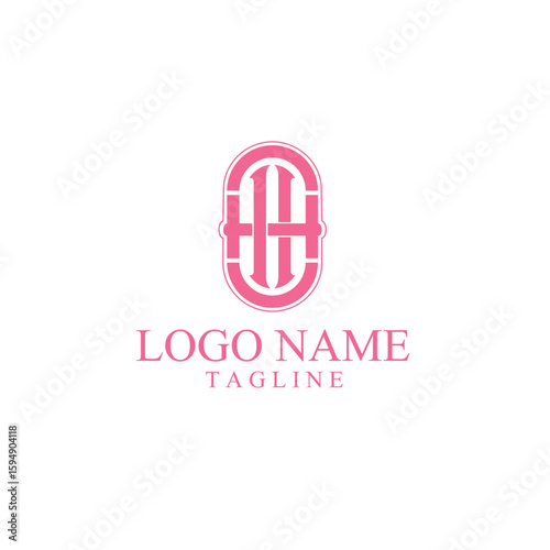 Modern Pink Monogram Logo with Elegant H Letter Design