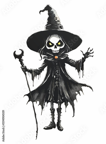 scary halloween with costume vecor illustration