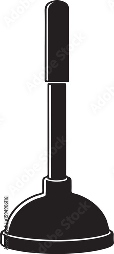 Drain plunger in silhouette full white baackground..