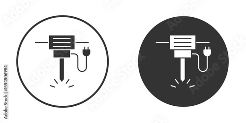 Hydraulic breaker icon vector solid icon style illustration. EPS 10 file