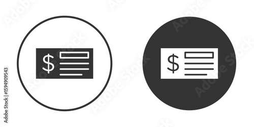 Cheque icon vector solid icon style illustration. EPS 10 file