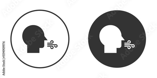 Breath icon vector solid icon style illustration. EPS 10 file