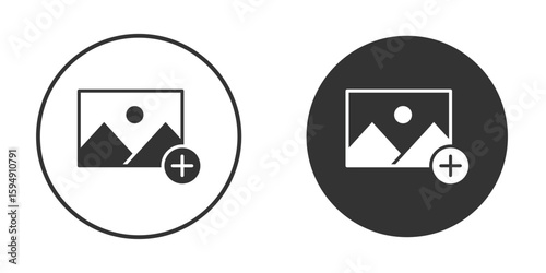 Add photos icon vector solid icon style illustration. EPS 10 file