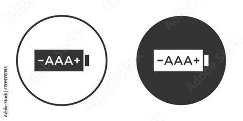 AAA battery icon vector solid icon style illustration. EPS 10 file
