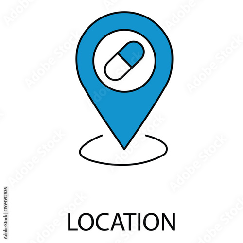 Pharmacy GPS Locator Symbol Vector Flat Icon