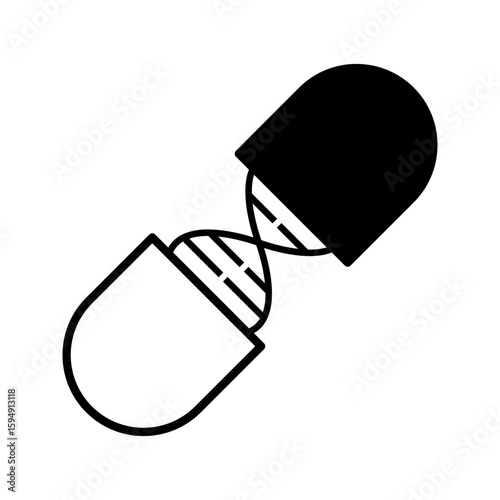 capsule with dna strand, illustration of genetic therapy icon vector