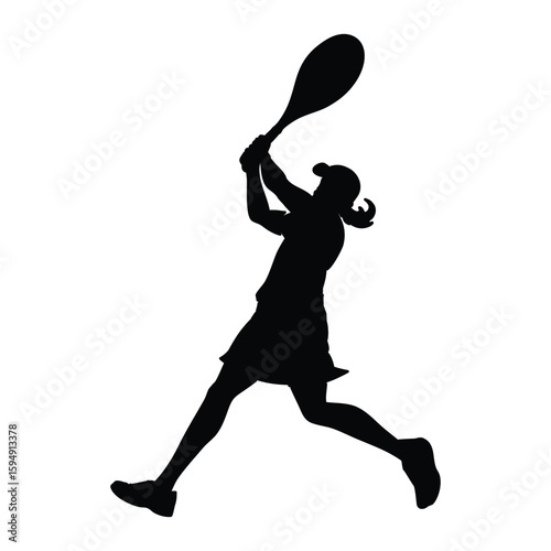 silhouette of a tennis player dynamic powerful pose hitting a shot