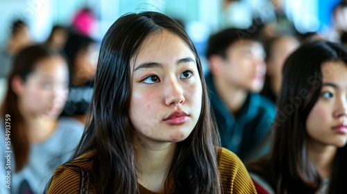 Wallpaper Mural A student's anxious expression captured in a classroom setting with soft natural light highlighting their face.
 Torontodigital.ca